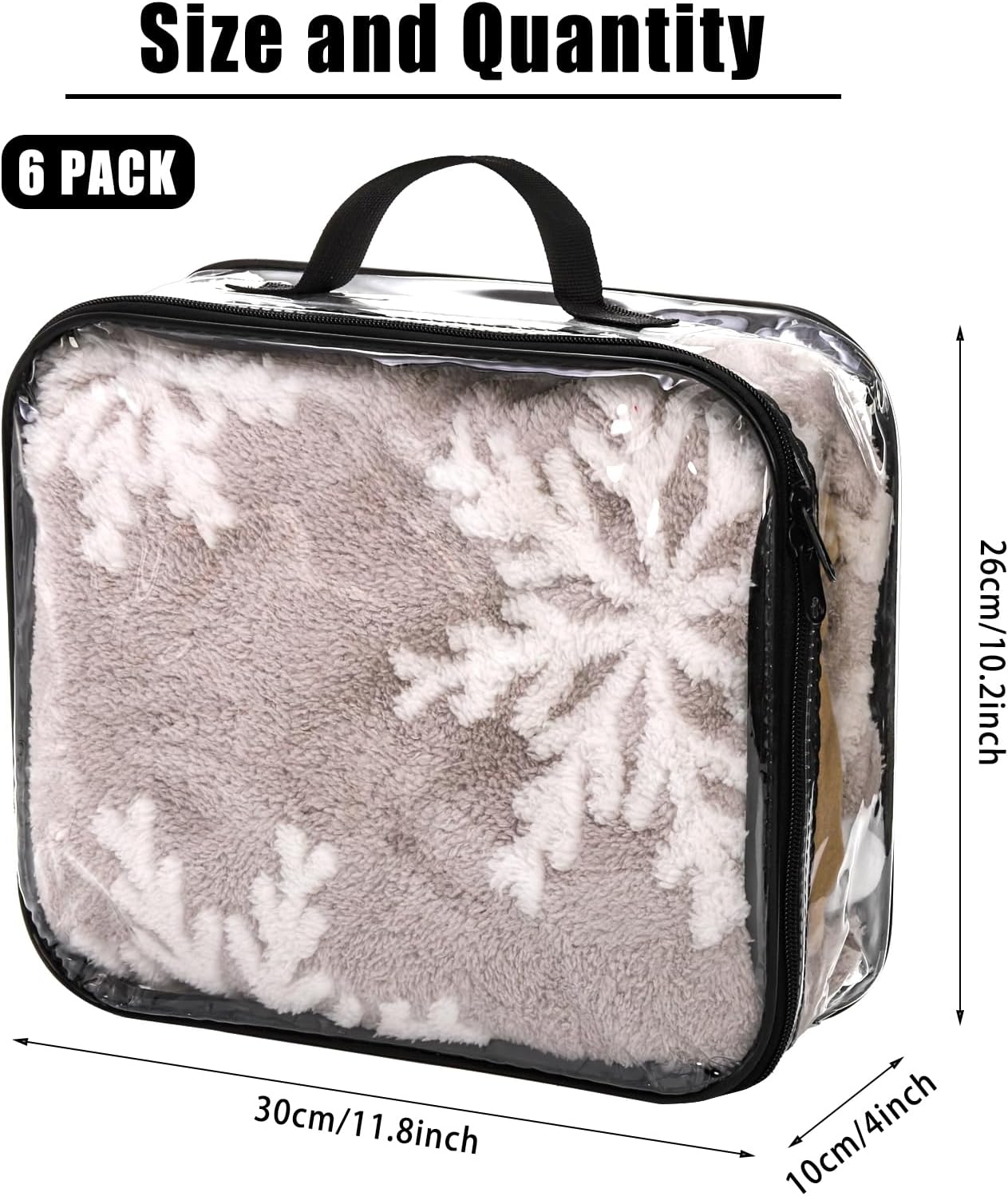 Fasmov 6 Pack Large Clear Travel Packing Cube, See-Through PVC Organizer, Vinyl Zippered Storage Bags Multipurpose Pouch with Handle for Suitcase Pants, Cashmere, Sweaters Shirts Dress Storage