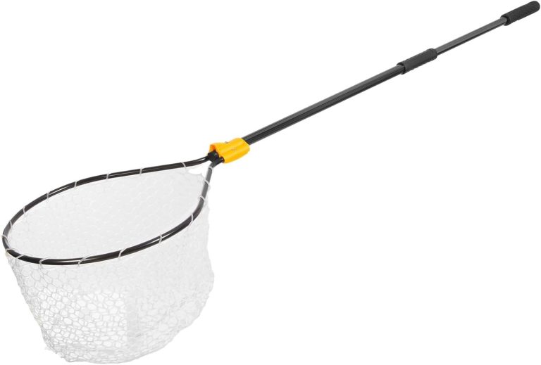 Frabill Conservation Telescoping Handle Net | Teardrop Hoop Size: 23″ X 26″ | Telescoping Handle: 35-60″ | Netting: Tangle-Free Micromesh | Net Depth: 22″,Black/Yellow